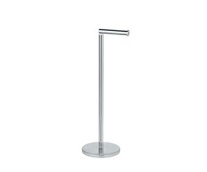 WENKO Support Papier Toilette 2en1, Porte Papier Toilette et Dérouleur Papier Toilette, Acier INOX Brillant, 21x55x17 cm