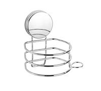 WENKO Support Sèche cheveux mural Osimo, Porte sèche cheveux mural fixation sans perçage "Static Loc Plus", fixation par adhérence statique, avec porte cable, acier, 14x13x11cm, chromé