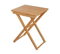 WENKO Table pliante en bambou Maui, table d'appoint pratique en intérieur & table à manger en extérieur dans le jardin avec surface vernie, petite table de balcon pliable en bambou, 42 x 52 x 30 cm