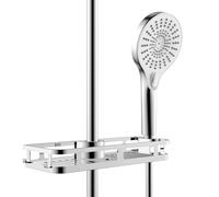 Wenko Tablette de douche Libertà chrome – étagère avec crochet et support pommeau 28,5 x 4 x 11,5 cm