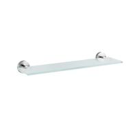 WENKO Tablette en Verre Bosio Mat Acier INOX, Acier Inoxydable, 46.5 x 5.5 x 13.5 cm, Mat