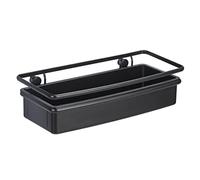 WENKO Tablette murale Molinella, tablette avec panier profond pour poser les articles d'hygiène en sécurité, en inox laqué mat avec insert en plastique, (l x H x L) : 30 x 8,5 x 14 cm, noir