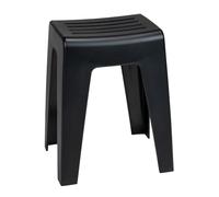 WENKO Tabouret de bain Kumba, en plastique, au design moderne de haute qualité, pouvant supporter des charges jusqu'à 120 kg, idéal pour salle de bain & WC invités (l x h x p) 38 x 47 x 32 cm, noir