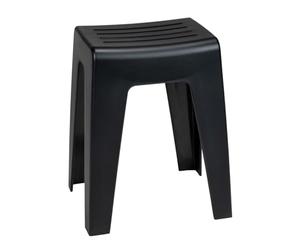 WENKO Tabouret de bain Kumba, en plastique, au design moderne de haute qualité, pouvant supporter des charges jusqu'à 120 kg, idéal pour salle de bain & WC invités (l x h x p) 38 x 47 x 32 cm, noir