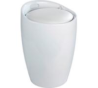 WENKO Tabouret de salle de bain CANDY Panier à linge 20 L Sac collecteur Siège Boîte de rangement blanc