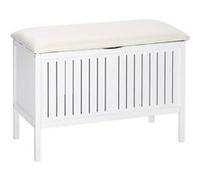 Tabouret de salle de bain en bois avec rangement Olso - L. 78 x H. 52 cm - Blanc
