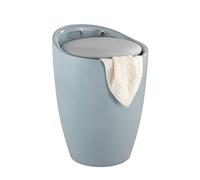 WENKO Tabouret de Salle de Bain Mod. Candy | Hocker Design Gris avec Rangement et Wäschesack | Pratique et Confortable en Plastique ABS | DIM (Ø x h) 36 x 50,5 cm | Couleur Gris Sac Noir