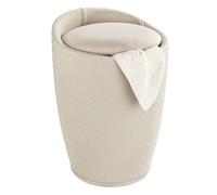 WENKO Tabouret Mod. Candy Beige aspect lin, avec sac à linge, avec collecteur de linge amovible