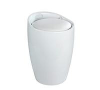 WENKO Tabouret Panier à Linge 2 en 1 Canaro | Siège pour Coiffeuse | Espace Rangement 20L | Coussin rembourré | Assise Confortable | Poignée de Transport | Simili et Plastique | 36x50,5 cm| Blanc