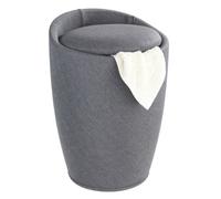 WENKO Siège de bain Tabouret CANDY 20L WC Meuble Linge Collecteur Sac Aspect lin