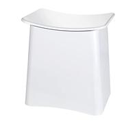 Tabouret de salle de bain WENKO, modèle Wing : tabouret pratique avec panier à linge et couvercle, sac à linge amovible en plastique, 33 L, dimensions : 45 x 48 x 33 cm, couleur : blanc
