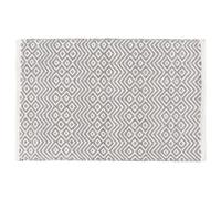 WENKO Tapis de bain Abai, tapis salle de bain antidérapant, tapis paillasson durable de style Boho fabriqué à partir de bouteille plastique PET recy 100% Polyester, 50x80 cm, gris-blanc