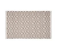 WENKO Tapis de bain Altai, tapis de bain durable, fabriqué en bouteilles PET recy s au visuel ethno tendance et dessous antidérapant, lavable jusqu'à 40°C, (l x h) : 50 x 80 cm, brun/blanc