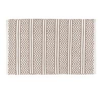 WENKO Tapis de Bain Shaki, Tapis Salle de Bain antidérapant, Tapis paillasson Durable de Style Boho fabriqué à partir de Bouteille Plastique Pet recy 100% Polyester, 50x80 cm, Beige-Blanc