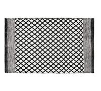 WENKO Tapis de bain Tara, tapis de bain durable, fabriqué en bouteilles PET recy s au visuel ethno tendance et dessous antidérapant, lavable jusqu'à 40°C, (l x h) : 50 x 80 cm, noir/blanc