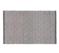 WENKO Tapis de Bain Turpan, Tapis Salle de Bain antidérapant, Tapis paillasson Durable de Style Boho fabriqué à partir de Bouteille Plastique Pet recy 100% Polyester, 50x80 cm, Noir-Blanc