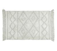 WENKO Tapis de bain Urla, tapis de douche 100 % coton bio certifié avec motif jacquard et franges, dessous antidérapant, lavable jusqu'à 40 °C, (L x P) : 60 x 90 cm, gris