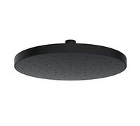 WENKO Tête de douche effet pluie Automatic Cleaning anticalcaire, pommeau de douche italienne avec buses autonettoyantes, embout universel 1/2", design rond, Plastique, ø22,5 cm, noir