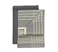 WENKO Torchon de Cuisine Mod. Tito Lot de 2 torchons très absorbants séchage Rapide Gris élégant Coton gaufré et rayé pour Cuisine 45x65 cm