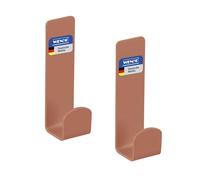WENKO Turbo-Loc Crochet mural Mod Lizan, lot de 2, acier inoxydable, autocollants, forte adhérence jusqu’à 10 kg, fixation sans perçage, crochets adhésifs pour salle de bain et cuisine, marron mat