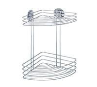 WENKO Turbo-Loc® étagère d'angle à 2 niveaux - fixer sans percer, Acier, 26.5 x 33 x 20 cm, Chromé