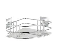 WENKO Turbo-Loc® étagère d'angle Quadro - Fixer sans percer de Trous, Acier Inoxydable, 27.5 x 10 x 19.3 cm, Chromé