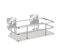WENKO Turbo-Loc : étagère murale en acier inoxydable Quadro, fixation sans perçage, 24 x 10 x 14,5 cm, chrome