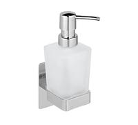 Wenko Turbo-Loc Genova Shine, 200 ML, Fixation Liquide sans Perçage, Support en Acier Inoxydable, Distributeur de Savon en Verre Satiné, 6,2 X 19,7 X 9 Cm, Brillant, 6,2 X 19,7 X 9 Cm