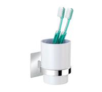 WENKO Turbo-Loc® gobelet à Dents Quadro - Fixer sans percer de Trous, Plastique (ABS), 7 x 10 x 9.5 cm, Chromé