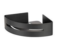 WENKO Turbo-Loc® Tablette d'angle Bivio Black mat, étagère murale en aluminium, pour le rangement dans la salle de bains, à fixer sans percer, noir