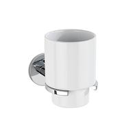 WENKO UV-oc® Isera Porte-gobelet en céramique avec Support en Tube carré et Plaque de Montage Mural en Zinc moulé sous Pression pour Fixation sans perçage avec système adhésif innovant 7 x 11 x 12 cm