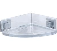 WENKO Vacuum-Loc® Etagère d'angle Quadro Uno pour salle de bains, à monter sans percer, support en inox avec bac plastique amovible, tablette de douche facile d'entretien, 28 x 8,5 x 19,5 cm
