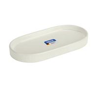 WENKO Vide-Poche Mod Fablo en céramique à Relief rainuré, Pose Libre, Organiseur Salle de Bain, Vide-Poche, Plateau décoratif pour Salle de Bain, Chambre, Salon ou Bureau, crème Mate