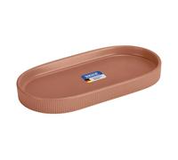 WENKO Vide-Poche Mod Fablo en céramique à Relief rainuré, Pose Libre, Organiseur Salle de Bain, Vide-Poche, Plateau décoratif pour Salle de Bain, Chambre, Salon ou Bureau, Marron Mate