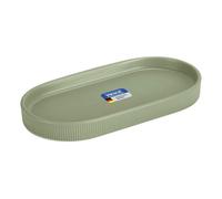 WENKO Vide-Poche Mod Fablo en céramique à Relief rainuré, Pose Libre, Organiseur Salle de Bain, Vide-Poche, Plateau décoratif pour Salle de Bain, Chambre, Salon ou Bureau, Vert Mate