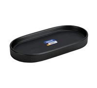 WENKO Vide-Poche Mod Fablo en céramique à Relief rainuré, Pose Libre, Organiseur Salle de Bain, Vide-Poche, Plateau décoratif pour Salle de Bain, Chambre, Salon ou Bureau, Noir Mate