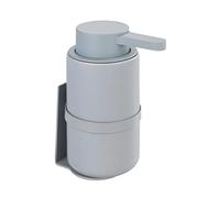 WENKO Woya Distributeur de Savon Mural Rechargeable en céramique pour jusqu'à 250 ML de Savon Liquide, Liquide Vaisselle ou désinfectant, Fixation Turbo-Loc sans perçage, 6,8 x 13 cm, Gris