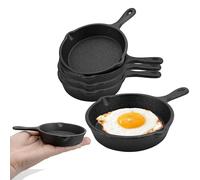 WENLISELL Lot de 4 mini poêles en fonte de 10,2 cm avec double bec verseur | Mini poêle à frire, poêle à œufs en métal, pour four, cuisinière, grill