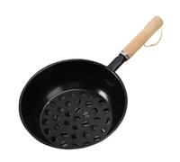 Wenoup Pot à Charbon Barbecue Cheminée Allume-Charbon Poignée Ergonomique Bois Fer Robuste Ustensile Cuisson Marmite Mini Transportable Foyer Adapté Camping, 16 Cm avec Trou