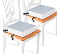 Wenqik Lot de 2 sièges rehausseurs portables en polyuréthane lavables pour tout-petits, 2 sangles de sécurité, coussin rehausseur pour table de voyage, chaise de salle à manger, gris