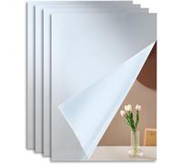 Wenrescry 4 Pièces Miroirs Adhésifs Muraux en Acrylique - Décoration Murale Pratique, Anti-Humidité et Résistant aux Chocs, Format A4 pour Salle de Bain et Chambre