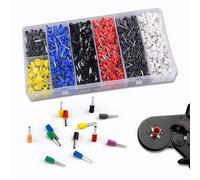 Wenrescry Lot de 1800 embouts de câbles, assortiment d'embouts de câbles isolés 0,5-10 mm², embouts de câbles isolés colorés en inserts en laiton étamé pour connexions de fils