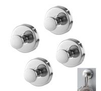 Wenrou 4 Pièces Crochet Ventouse Salle de Bain Puissante, Crochets à ventouse, Crochet Ventouse Inox, 5KG Porte Serviette Sans Percage Réutilisable en Acier inoxydable 304 pour Serviettes(Argenté)