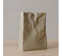 WENSHUO Vase en céramique en Forme de Sac en Papier froissé, Grande capacité pour Arrangements Floraux, bibliothèque décorative (café Noix de Coco) Noir, Jaune HP2203061