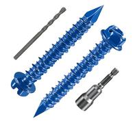 Wensilon Lot de 100 vis à béton hexagonales fendues de 0,5 x 2,5 à 1,9 cm à tête hexagonale bleue pour ancrage à la maçonnerie, au bloc ou au stuc de brique