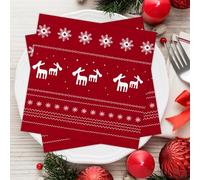 Wentsent Serviette de Noël Rouge, Lot de 40 Serviettes de Noël avec Motif Renne Flocons de Neige, Décoration de Table de Noël, Serviettes en Papier d'Hiver, Serviettes en Papier Jetables 3 Épais pour