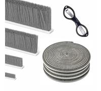 WENXINWIN 12 m de joint brosse autocollant gris 9 mm (l) × 9 mm (D) | Brosse d'étanchéité autocollante avec ciseaux, protection contre les courants d'air, le froid, la poussière et les insectes