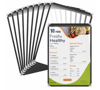 WenYa Lot de 10 protège-menus A4 de style américain avec bords noirs et coins en acier inoxydable pour restaurants, bars, cafés