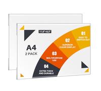 WenYa Lot de 2 supports de panneau mural A4 en acrylique (paysage paysage) - Sans cadre - Autocollant - Pour bureau, magasin, restaurant - Sans perçage - Porte-documents transparent