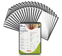 WenYa Lot de 20 couvertures de menu A4 - 1 page - 2 vues - Style café - Bordure noire transparente - Avec protections d'angle en métal - Convient au papier de format A4 pour restaurants, bars, cafés,